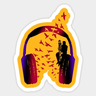 Headphone Music Contrabassoon Sticker